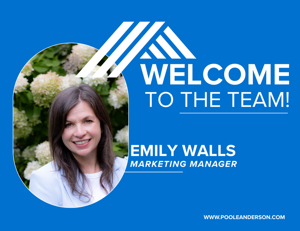 New hire announcement graphic with image of a woman. It says "Welcome to the team!"